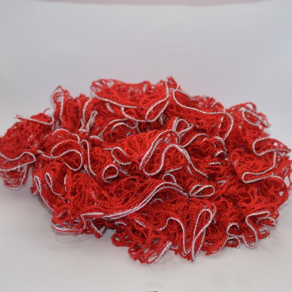 Homemade Red and Silver Ruffle Scarf - Picture 1 of 2